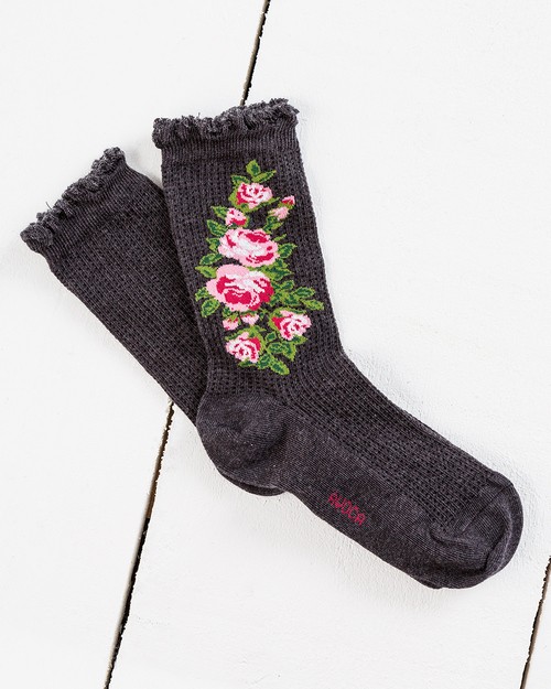 Rose Design Thermal Ankle Sock
