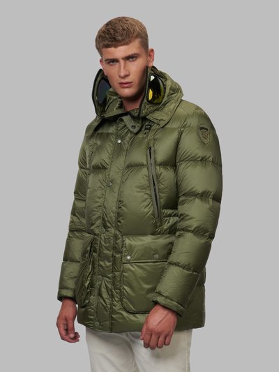 CHRISTIAN DOWN JACKET WITH PROTECTIVE GLASSES
