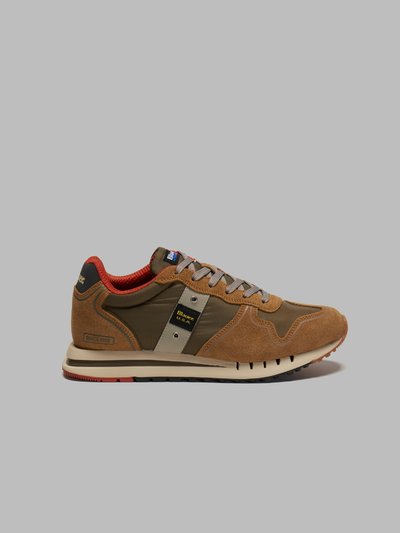 QUARTZ LEATHER-TRIMMED SUEDE SNEAKERS