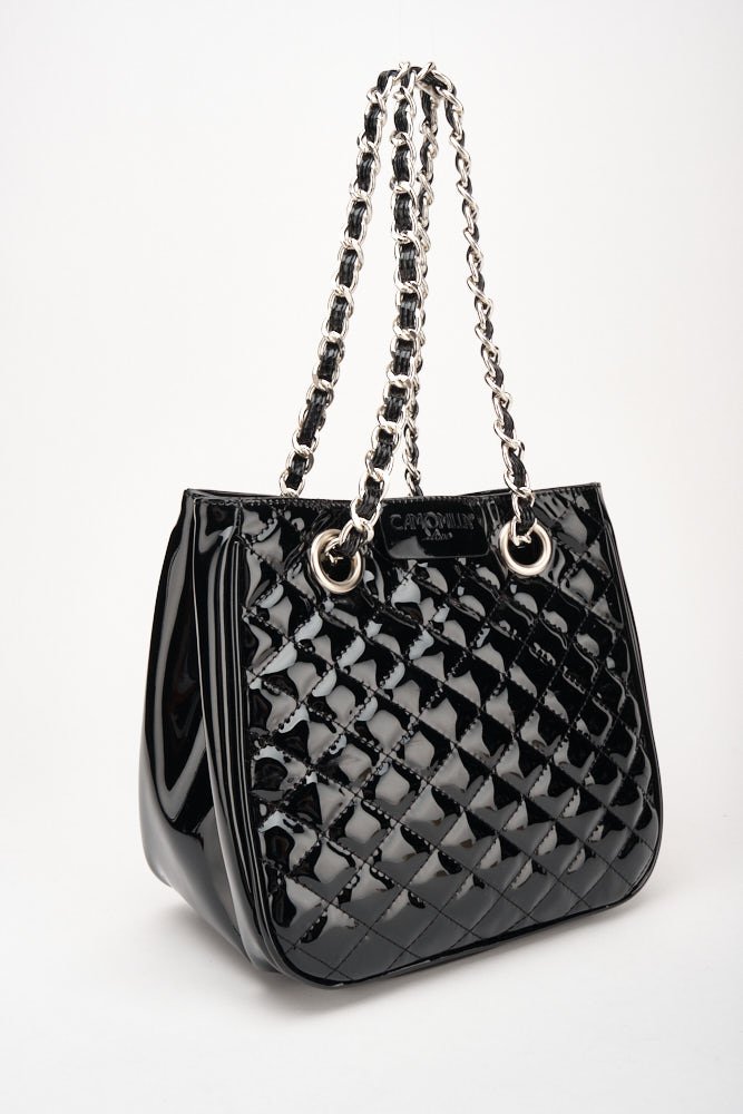 Mini Camo girl patent-leather shopping bag - Black - Woman