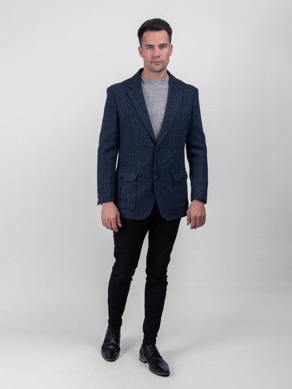 Kavanagh Blue Tweed Classic Fit  Jacket