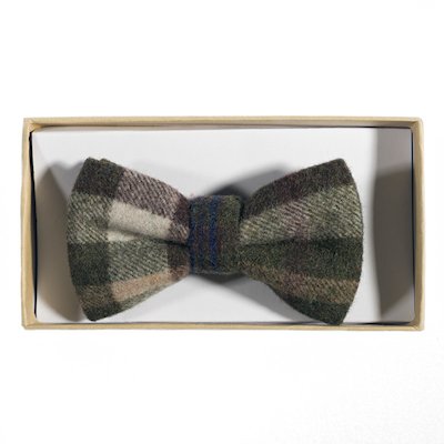 Check Wool Bow tie. - Mid Green