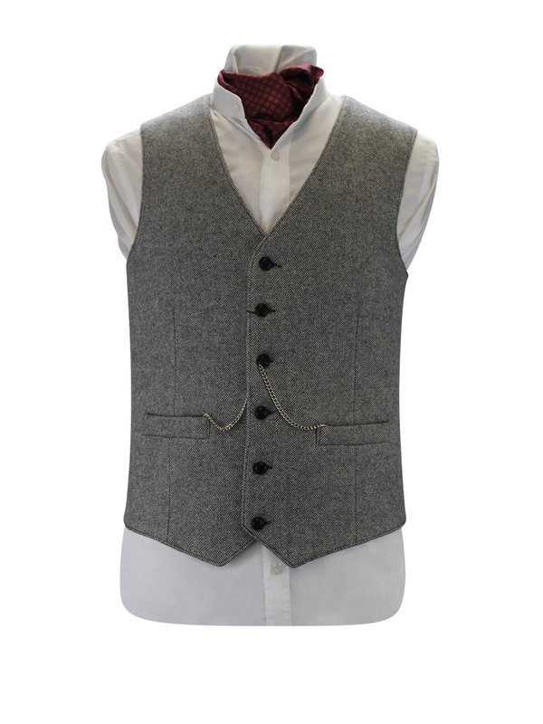 Light Grey Tweed Waistcoat - Light Grey