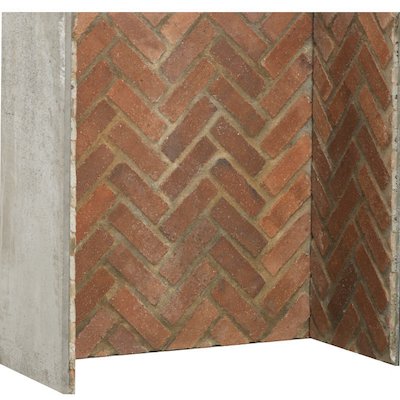 fireplace lining inserts chamber herringbone brick effect rustic complete panels red color fire