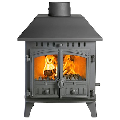 Hunter Herald 6 Double Sided LC Multifuel Stove - Double Depth Black Double Doors