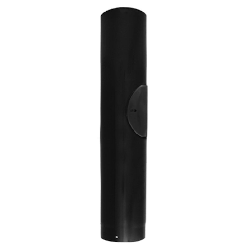 Evaflue Stove Pipe 1000mm Length With Door - Black Vitreous Enamel - Black