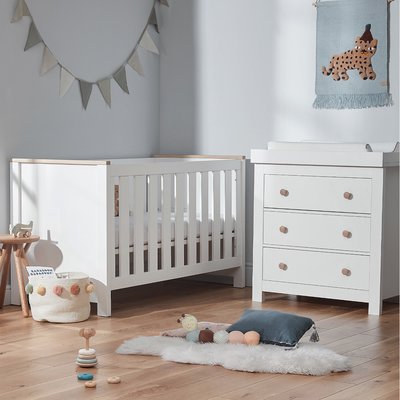 CuddleCo Aylesbury Cot Bed & Dresser Bundle - White/Ash