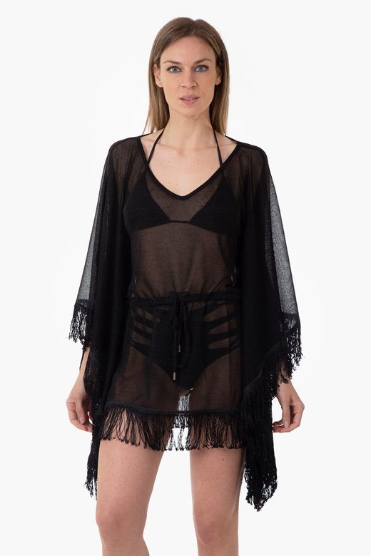 LUREX PONCHO WITH FRINGES