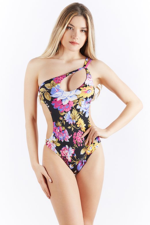 PRINTED ONE SHOULDER SWIMSUIT