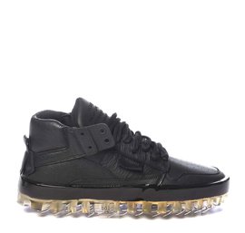 Men's BOLD black leather trainers with see-through sole