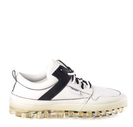 Men's BOLD low-top white leather trainers with black detailing