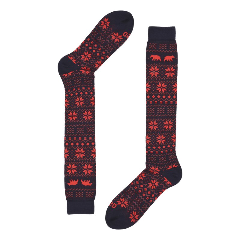 Long socks in christmas pattern with bear