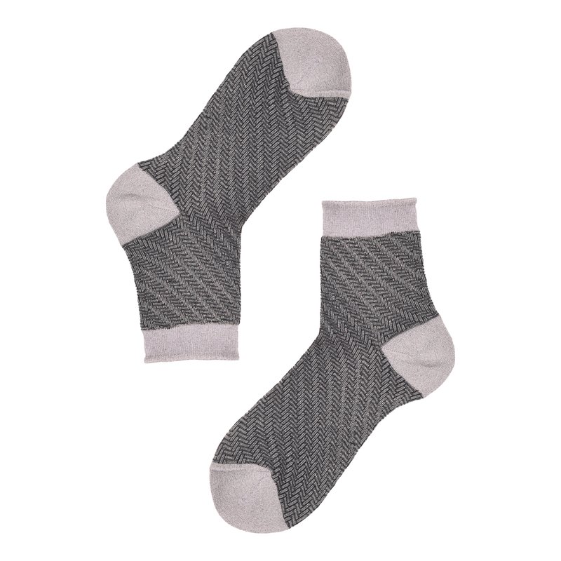 Socks in lurex with oblique chevron pattern