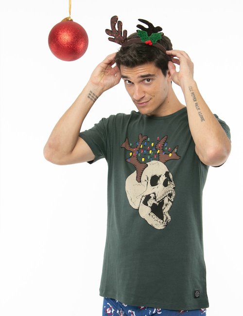 T-shirt Blend con stampa natalizia - Verde
