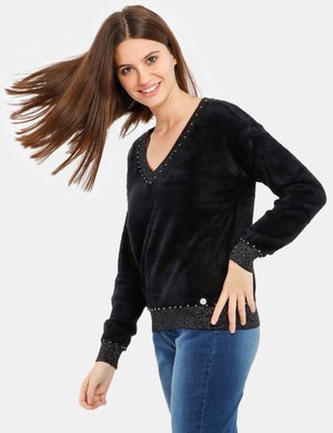 yes zee abbigliamento - Yes Zee outlet shop online  - Maglione Yes Zee con perle scollo a V