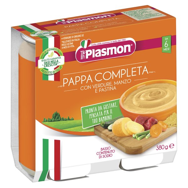 Plasmon Pappa Completa Verdure con Manzo e Pastina 2 x 190 g
