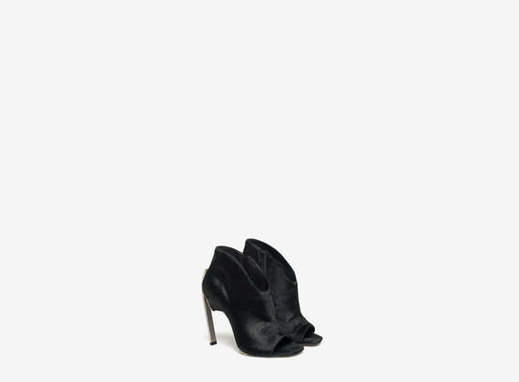 Ponyskin rounded ankle boot
