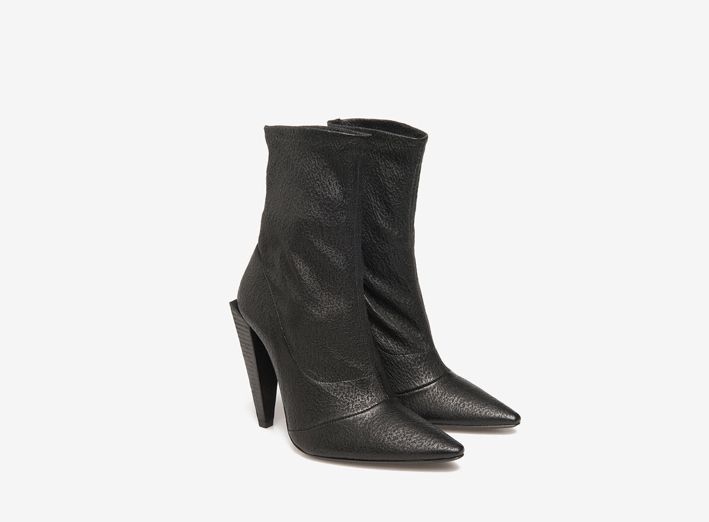 Stretch Leather Ankle Boots On Pyramid 