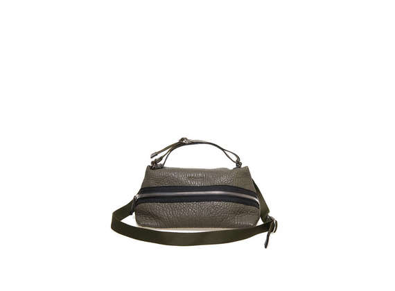 Military green A-line bag with zip