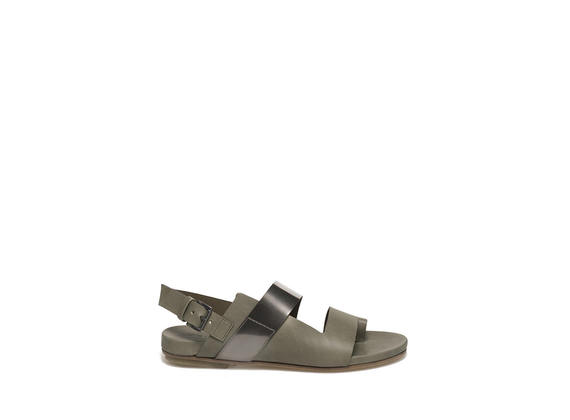 Hide-coloured sandal with metallic band