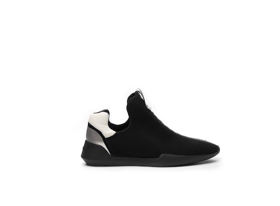 Black micro-mesh slip-on shoe with a transparent sole