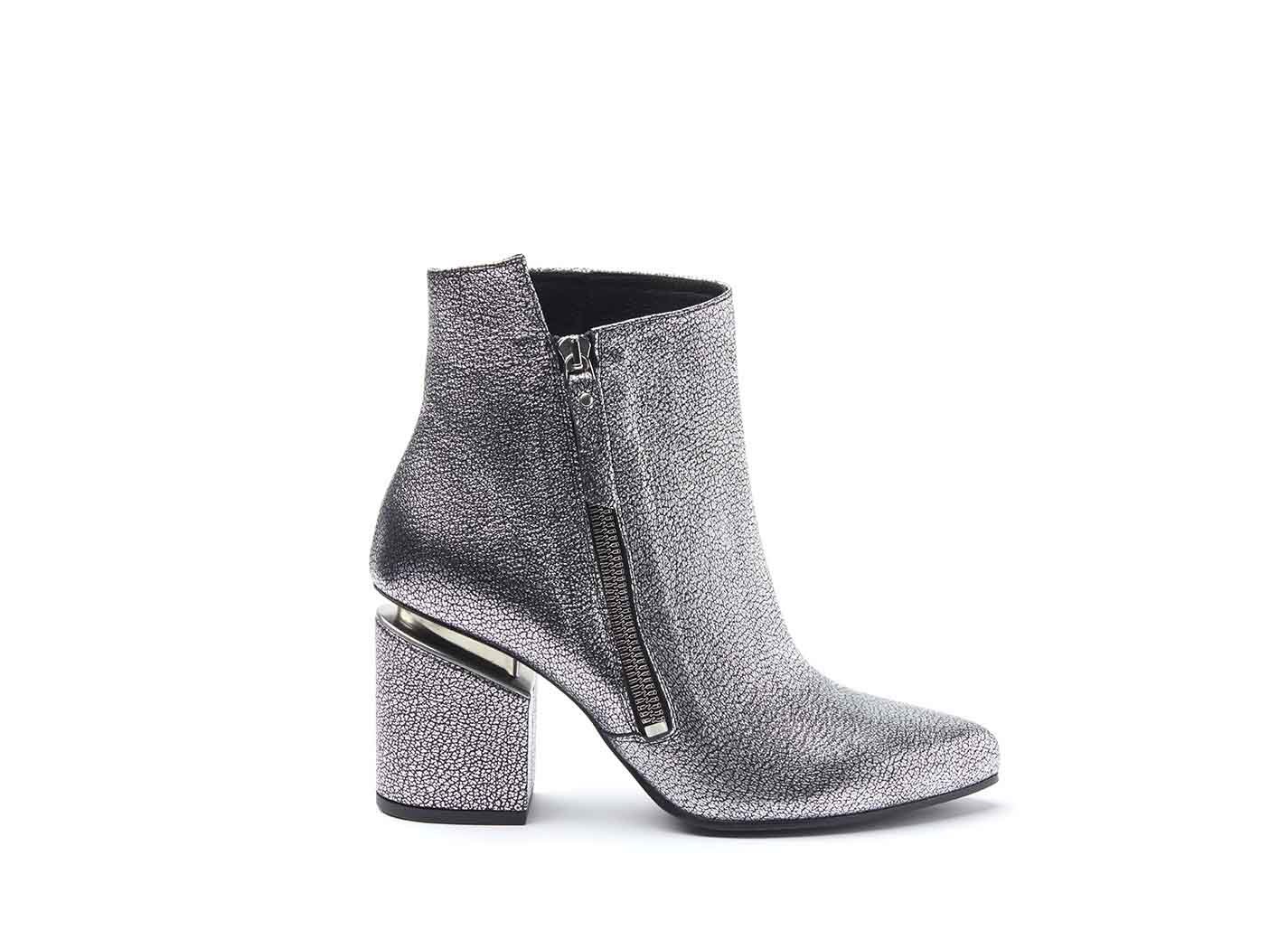 silver high heel ankle boots
