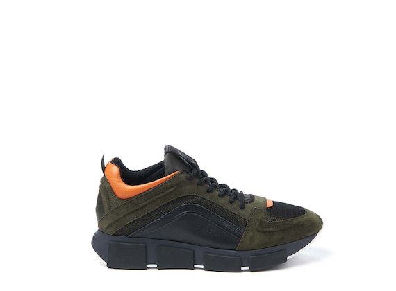 Army green and orange trainer