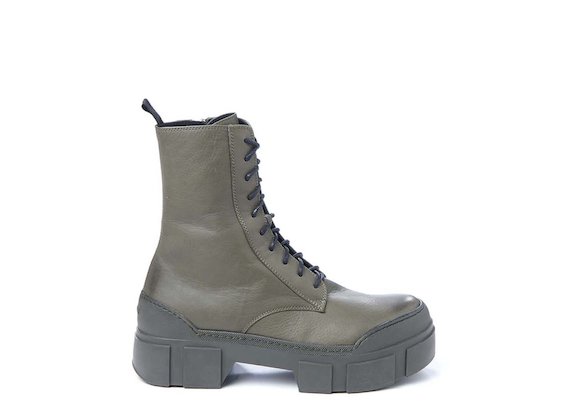 Army green leather combat boot