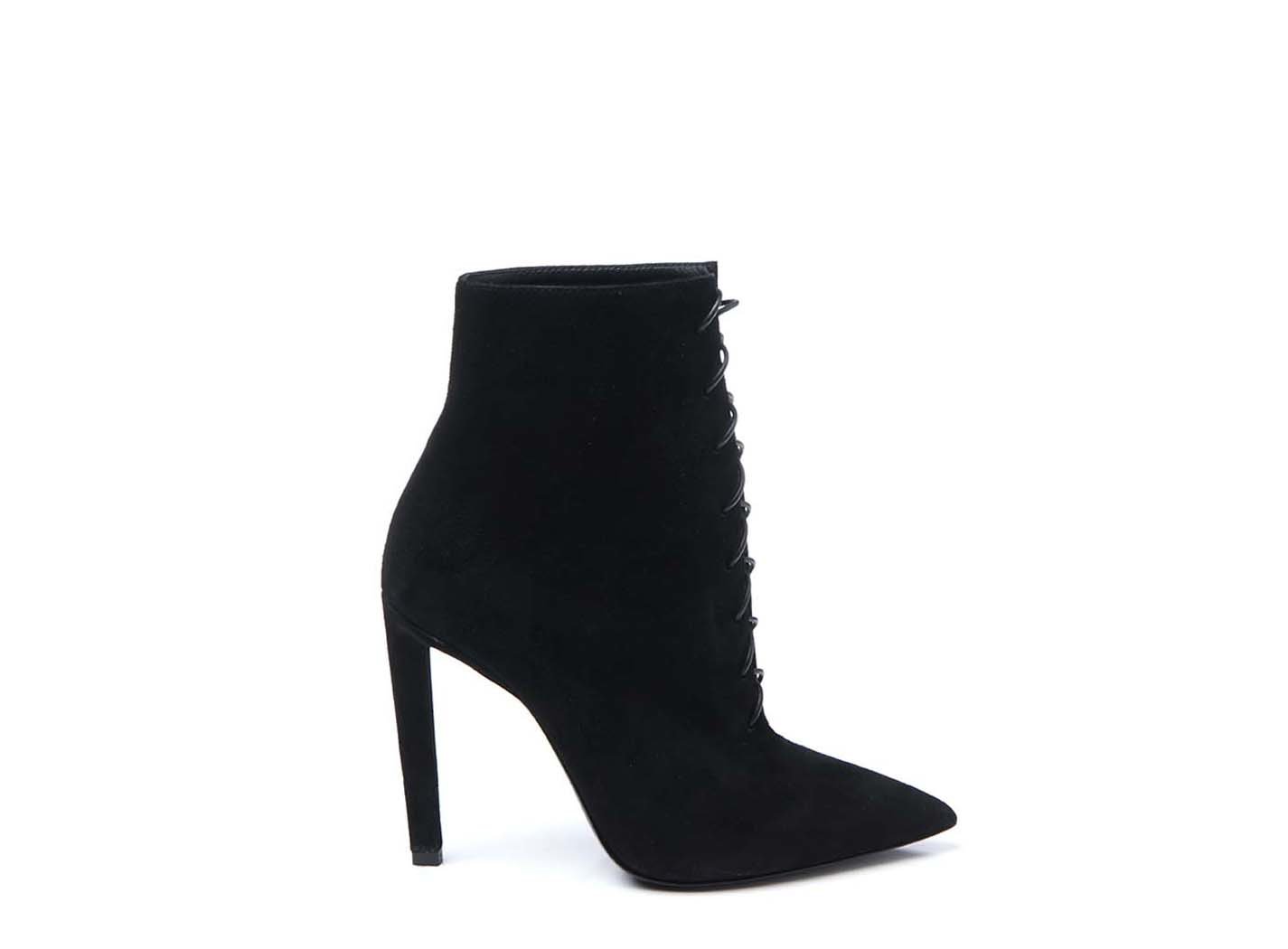 black leather ankle boots stiletto heel