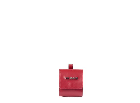 Clea<br /> Black leather earphone case - Red