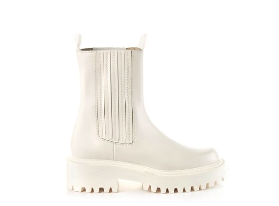 Roccia-sole Beatle boots in milk-white calfskin - Ice