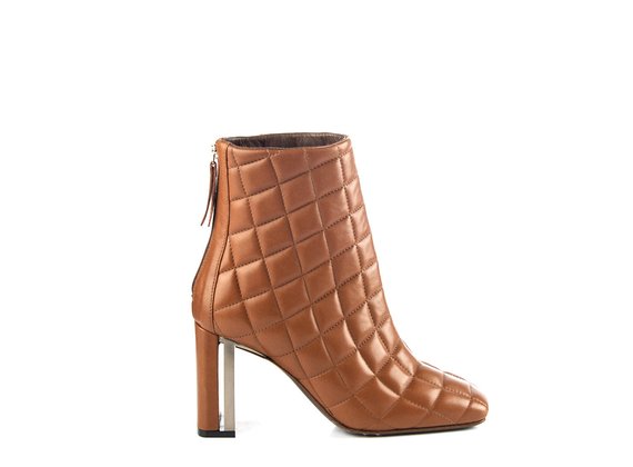 Duplex ankle boots in quilted brown leather - Brown / Grey