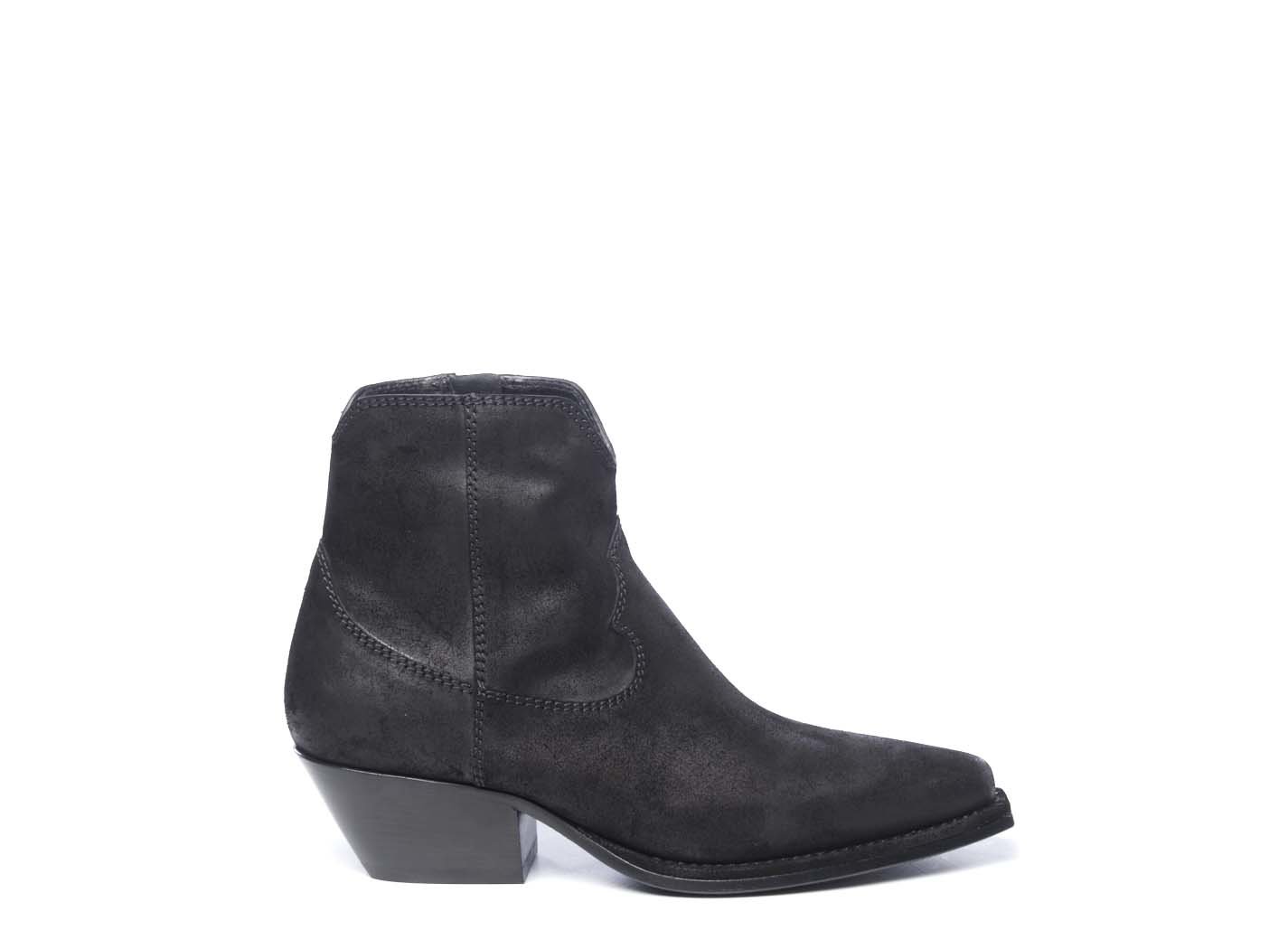 black leather cowboy ankle boots